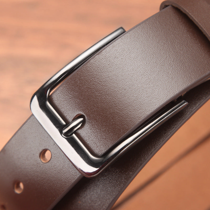 Men's Genuine Cowhide Leather Pin Buckle Casual Belt