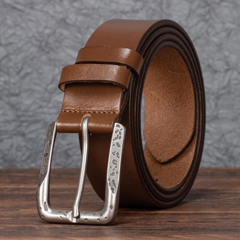 Men's Genuine Cowhide Leather Vintage Carved Casual Belt