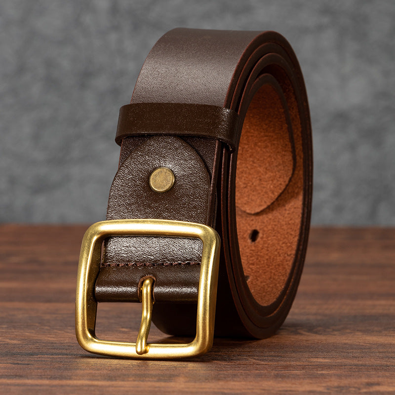 Men's Genuine Cowhide Leather Retro Japanese Buckle Casual Belt