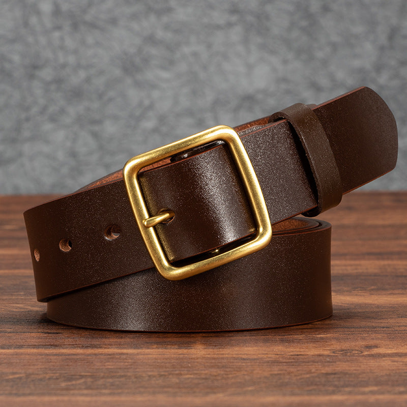 Men's Genuine Cowhide Leather Retro Japanese Buckle Casual Belt