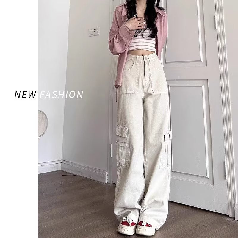 Women's High Waist Wide Leg Cargo Pants with Utility Pockets