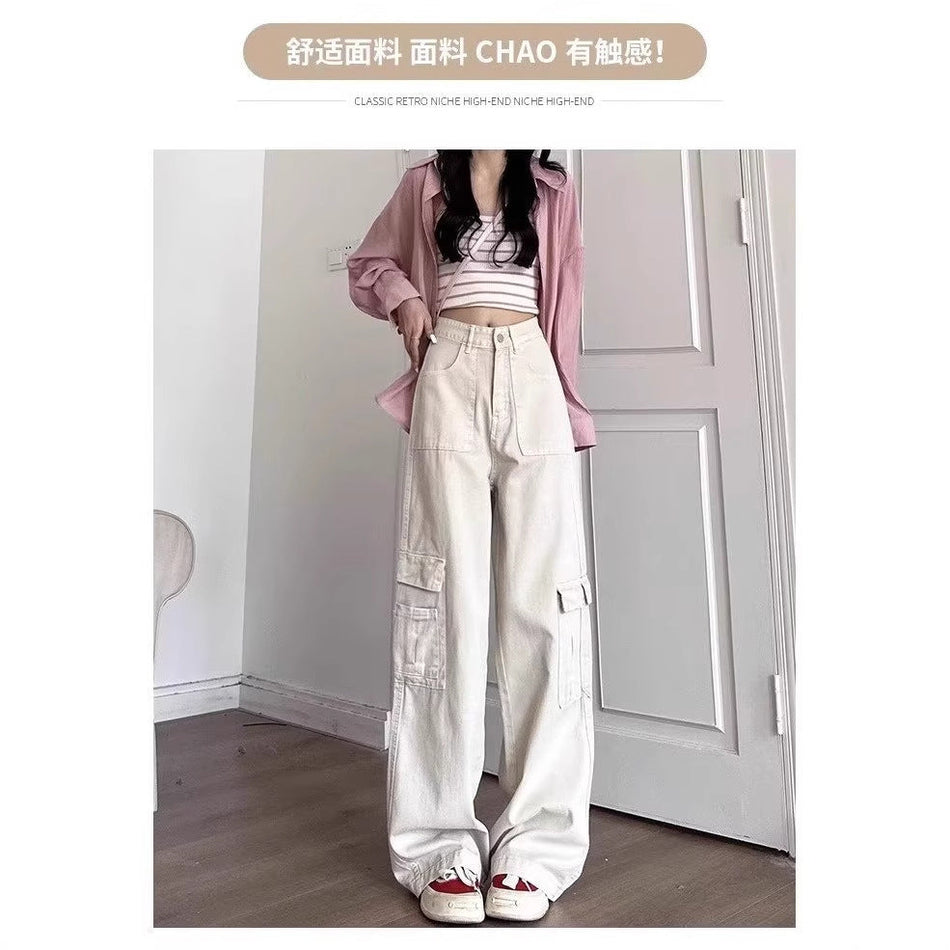Women's High Waist Wide Leg Cargo Pants with Utility Pockets