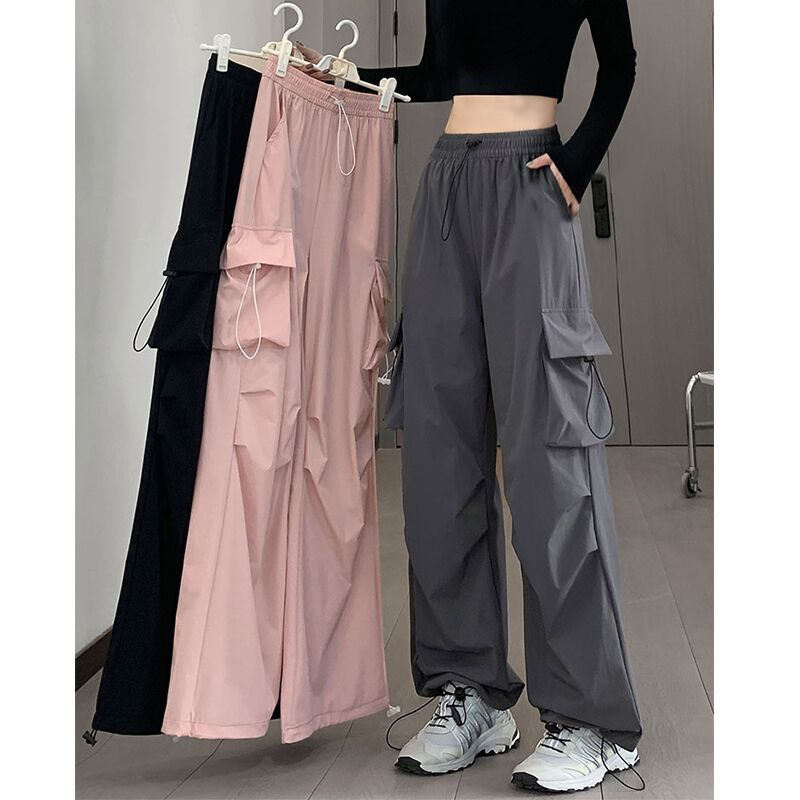 Women's Wide Leg Cargo Pants with Elastic Waist