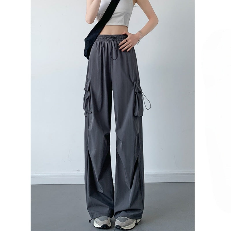 Women's Wide Leg Cargo Pants with Elastic Waist