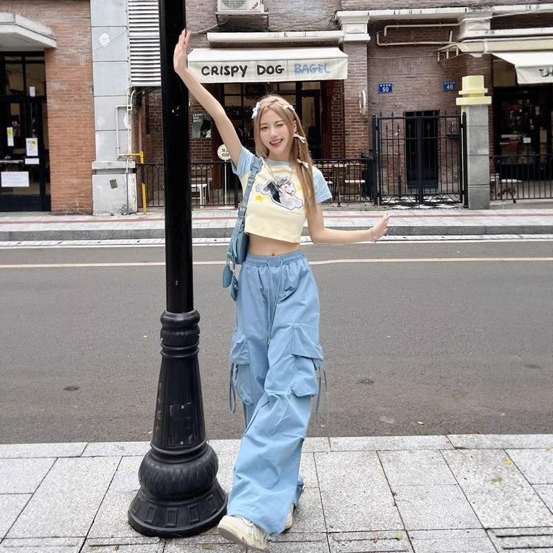 Women's High Waist Wide Leg Cargo Pants with Utility Pockets