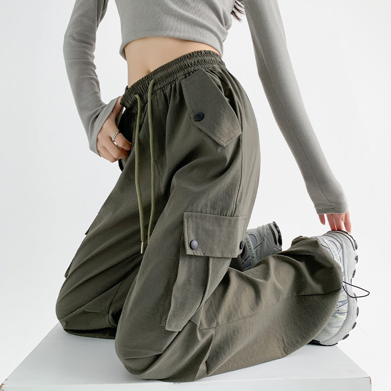 Women's High Waist Wide Leg Parachute Cargo Pants