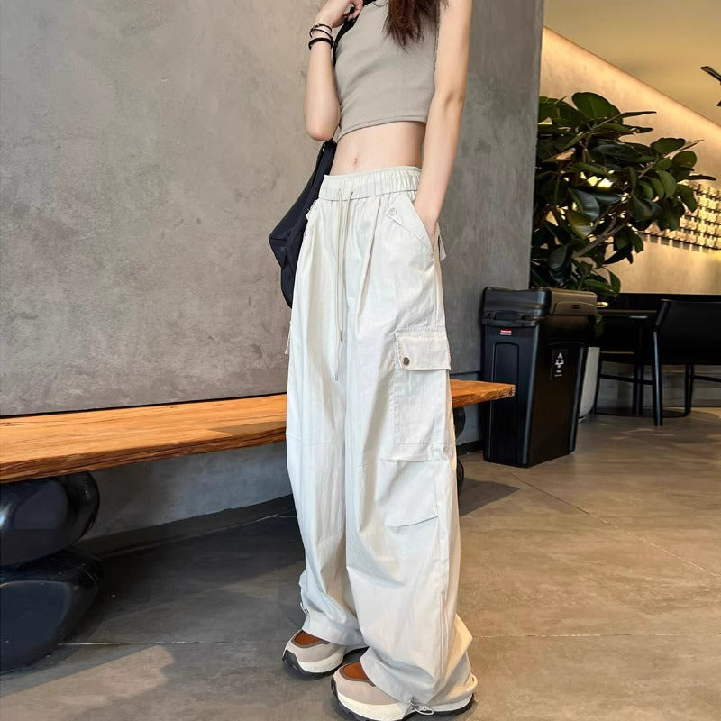 Women's High Waist Quick-Dry Wide Leg Cargo Pants