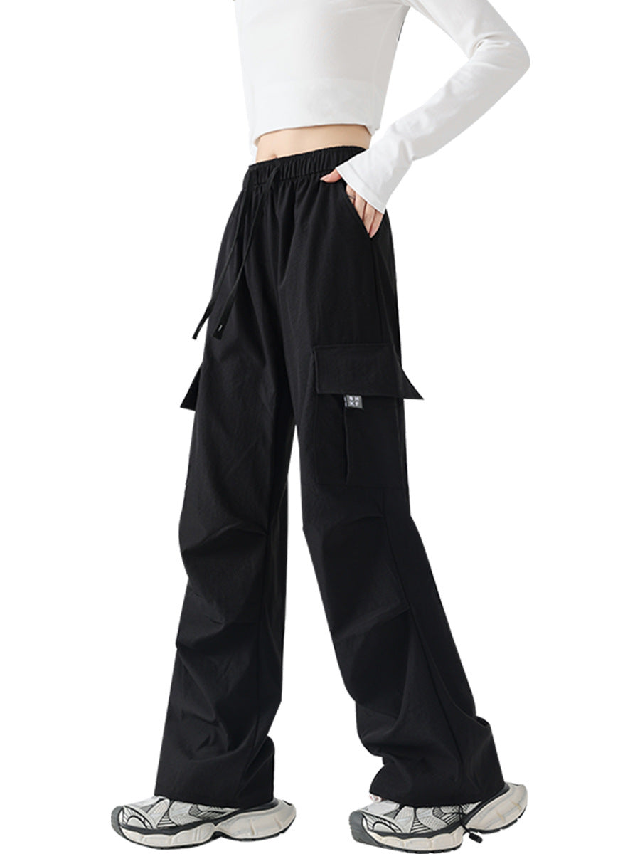 Women's High Waist Parachute Cargo Pants with Wide Leg Fit