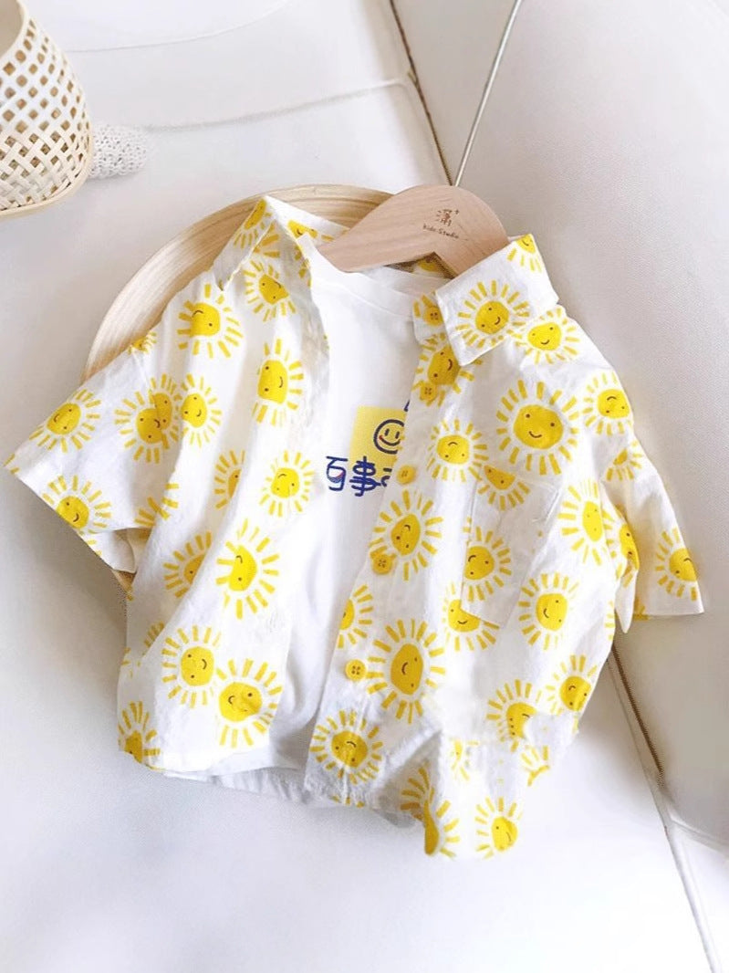 Boys Cotton Floral Shirt and Shorts Summer Outfit Set