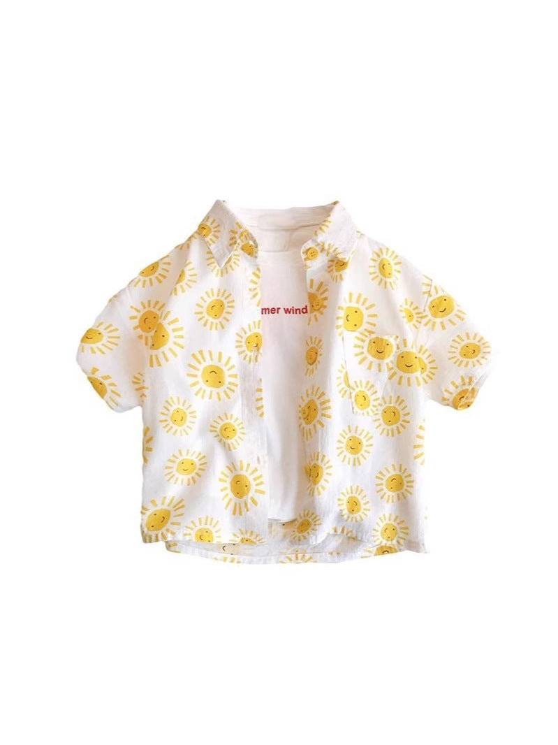 Boys Cotton Floral Shirt and Shorts Summer Outfit Set