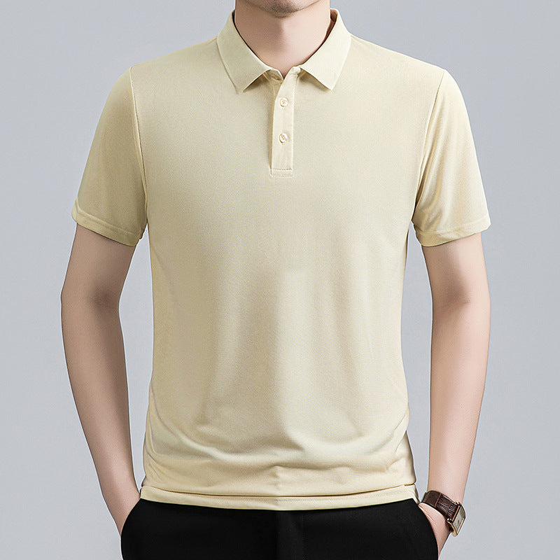 Men's Solid Color Polo Shirt Breathable Short Sleeve Casual Top