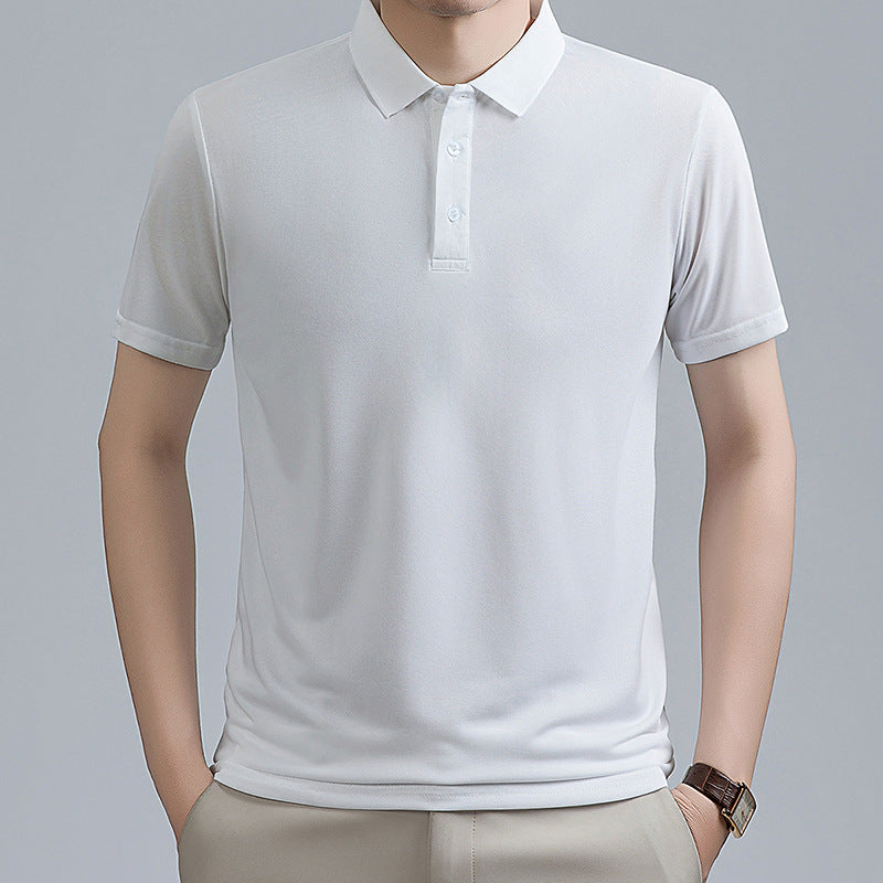 Men's Solid Color Polo Shirt Breathable Short Sleeve Casual Top