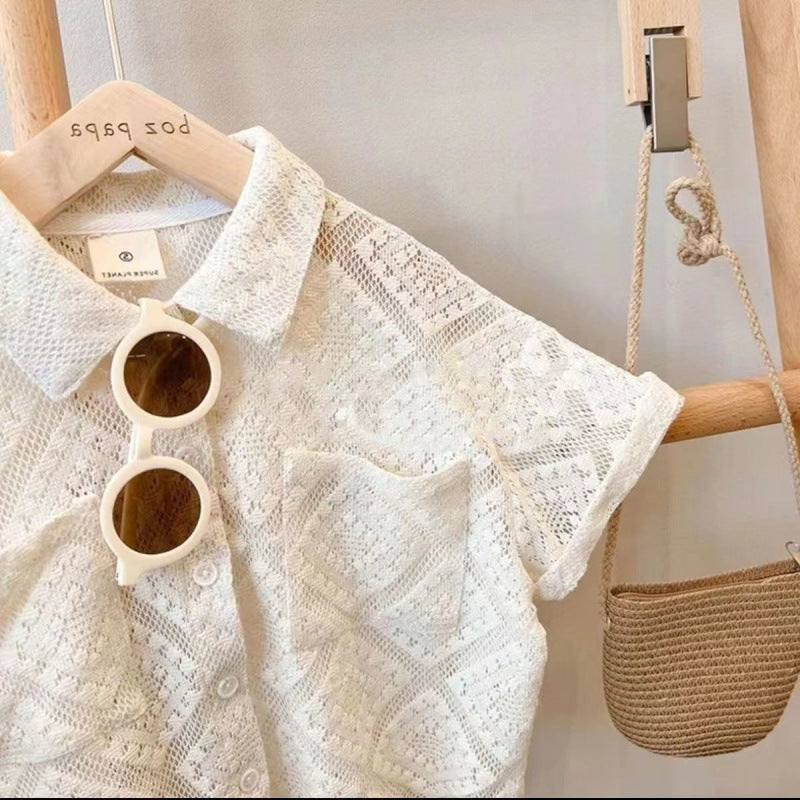 Kids Breathable Short Sleeve Summer Cotton Shirt