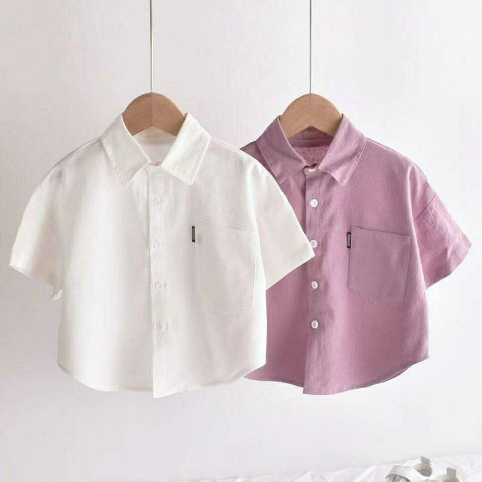 Boys White Cotton Short Sleeve Summer Shirt