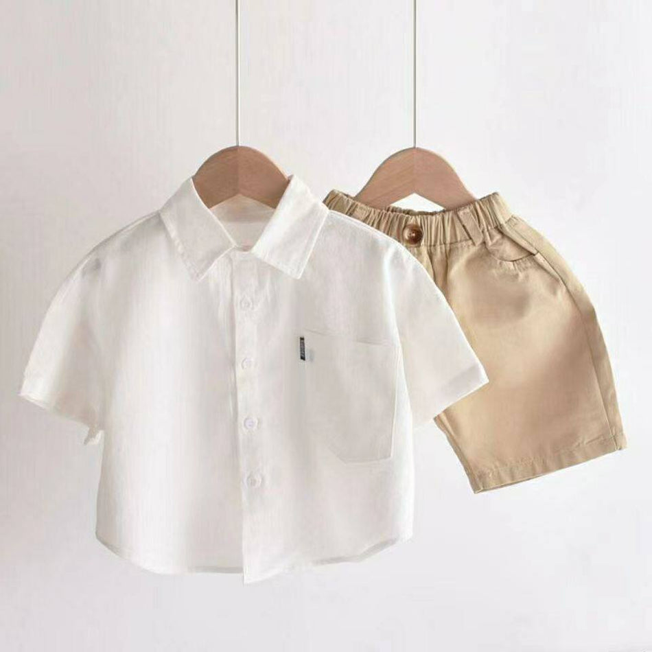Boys White Cotton Short Sleeve Summer Shirt
