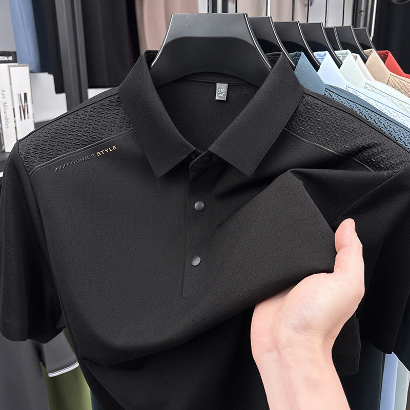 Men's Mulberry Silk Ice Silk Breathable Polo Shirt Short Sleeve