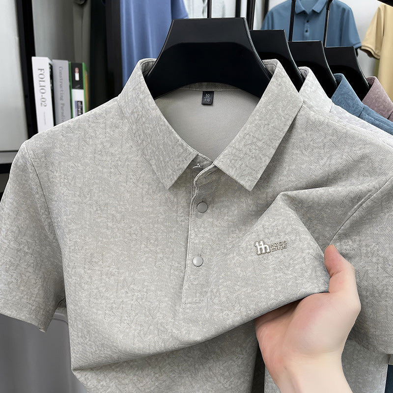 Men's Ice Silk Short Sleeve Shirt Breathable Loose Business