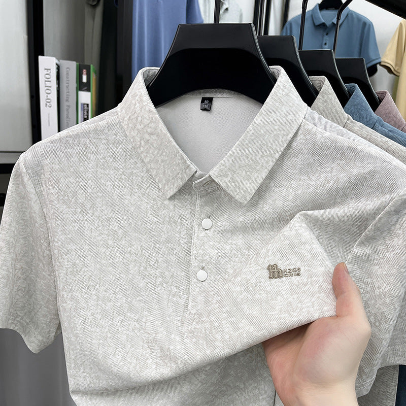 Men's Ice Silk Short Sleeve Shirt Breathable Loose Business