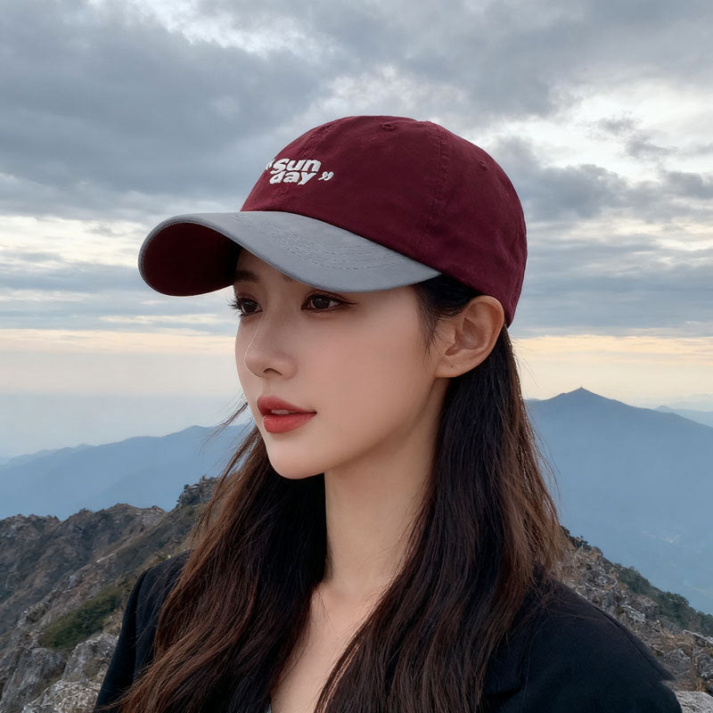 Cotton Embroidered Baseball Cap with Color Block Design