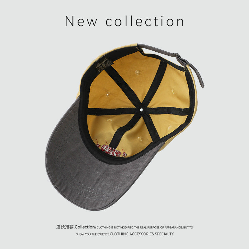 Cotton Embroidered Baseball Cap with Color Block Design