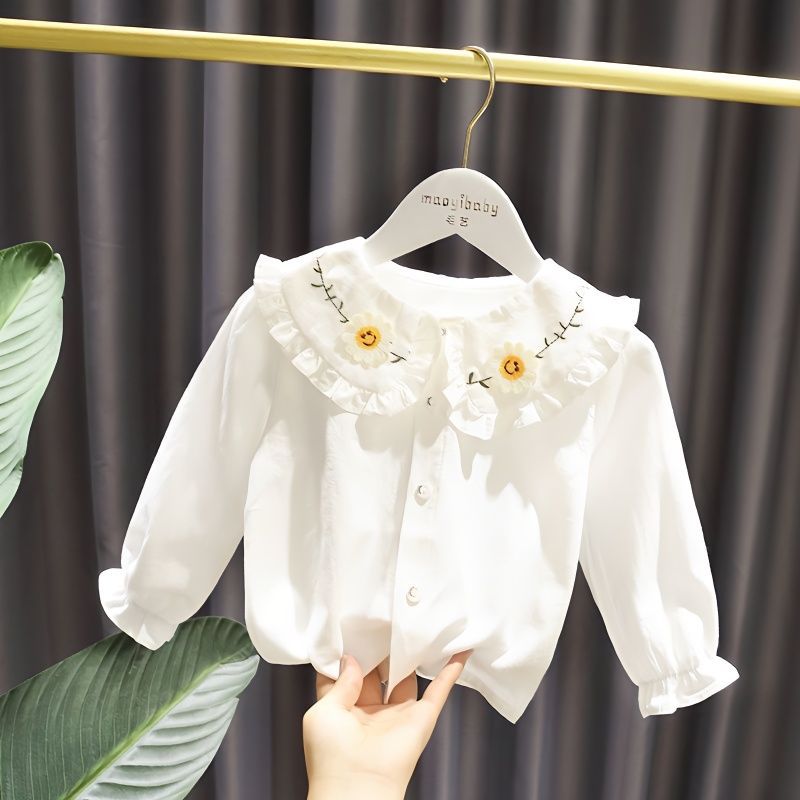 Girls Cotton Babydoll Shirt Korean Style Casual Top
