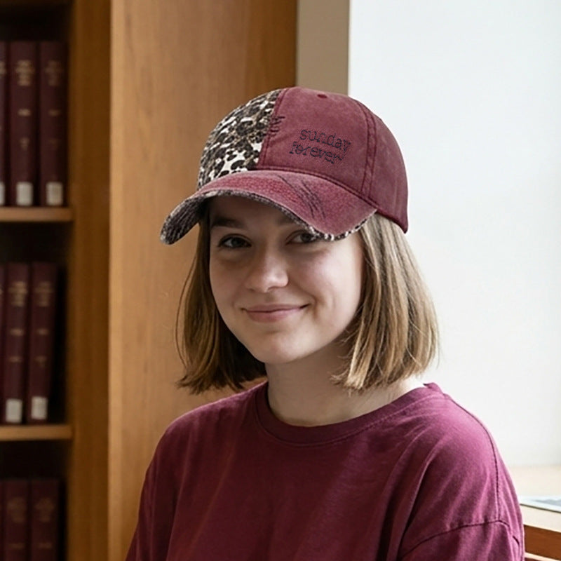Washed Cotton Patchwork Baseball Cap with Embroidered Detail