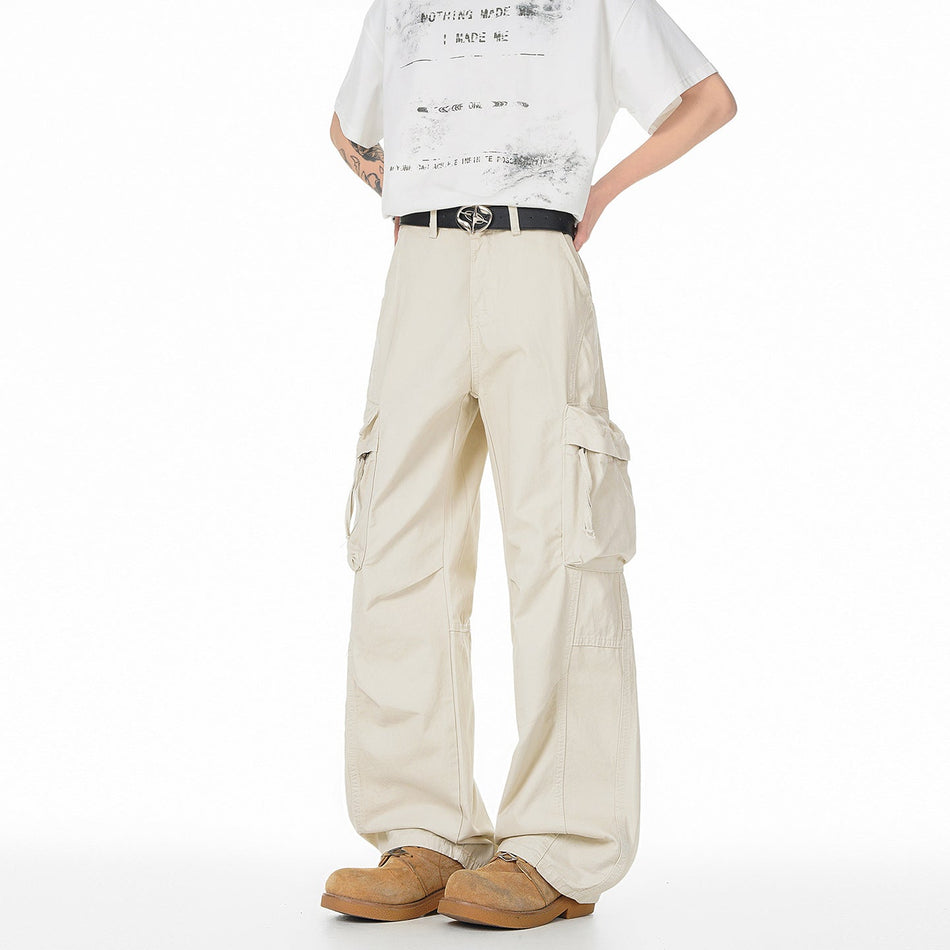 Men's Pure Cotton Washed Work Pants Loose Fit