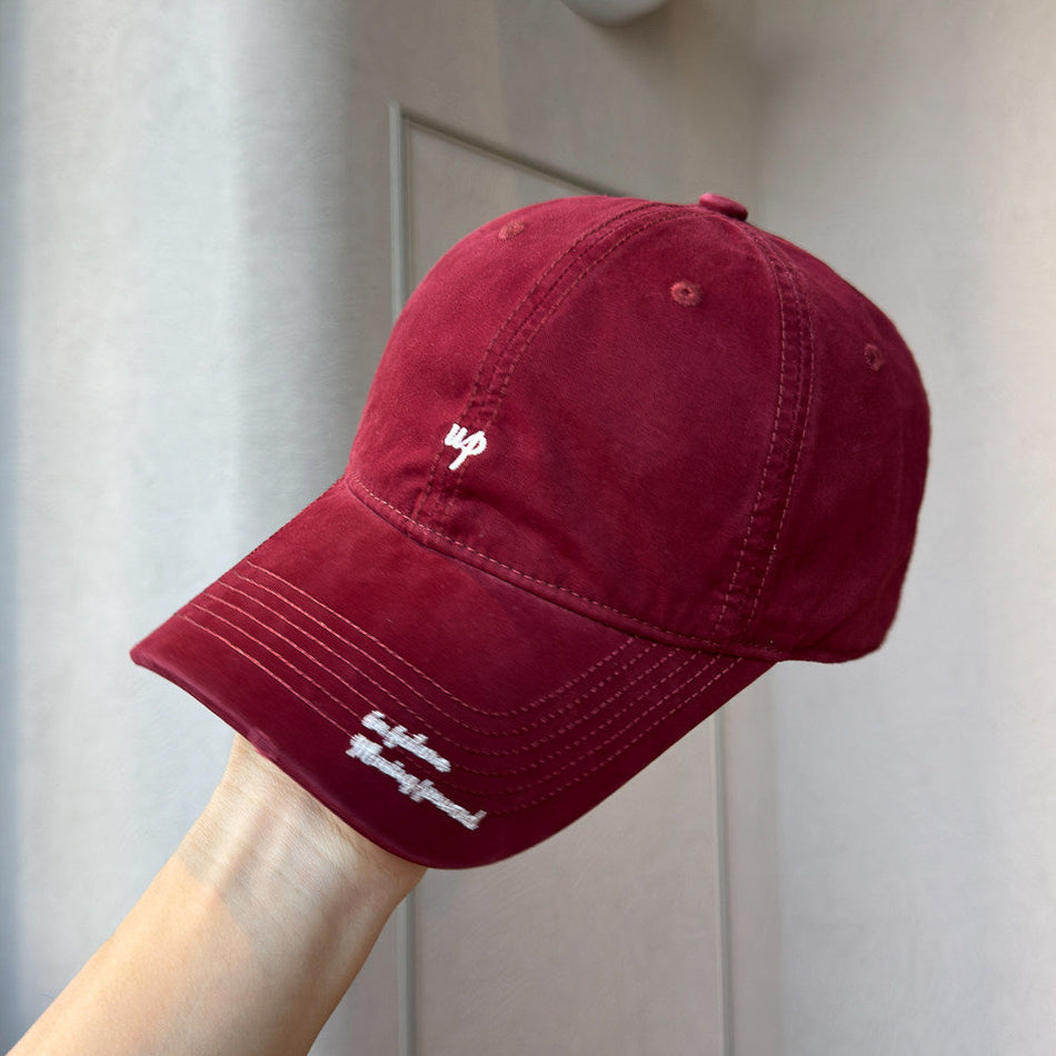 Cotton Letter Embroidered Baseball Cap with Wide Curved Brim