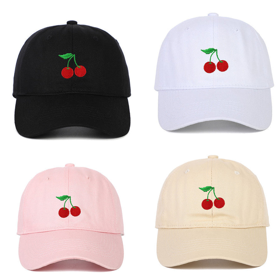 Cotton Cherry Embroidered Baseball Cap with Adjustable Fit