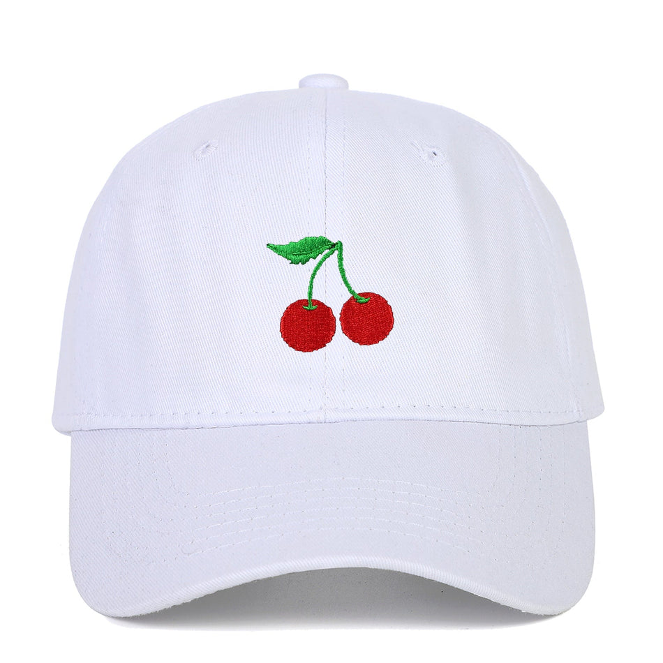 Cotton Cherry Embroidered Baseball Cap with Adjustable Fit