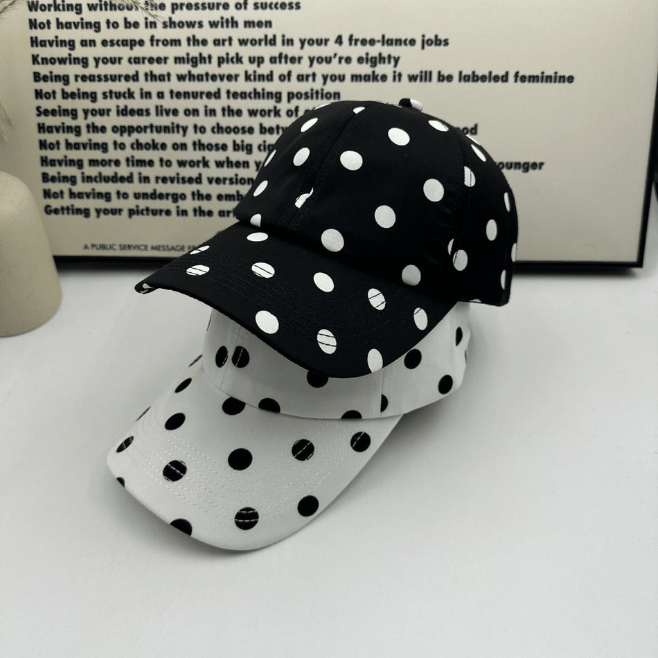 Cotton Polka Dot Baseball Cap with Adjustable Curved Brim
