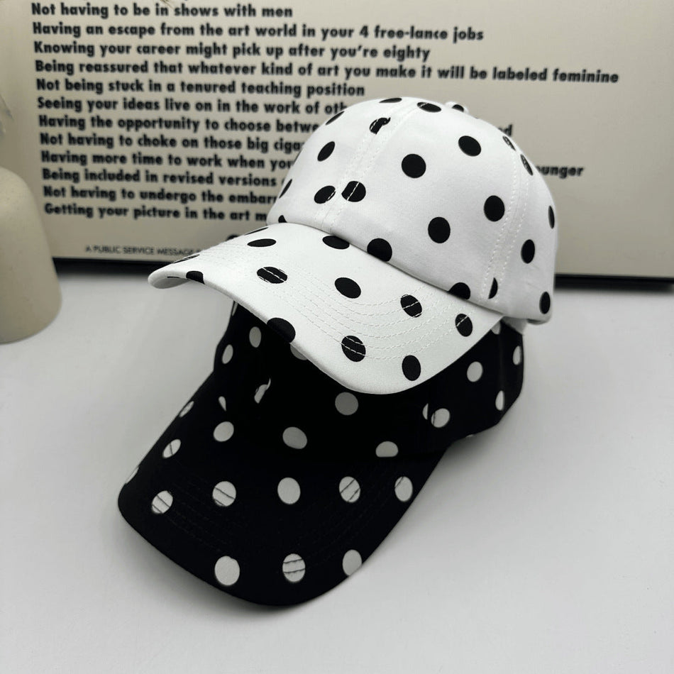 Cotton Polka Dot Baseball Cap with Adjustable Curved Brim