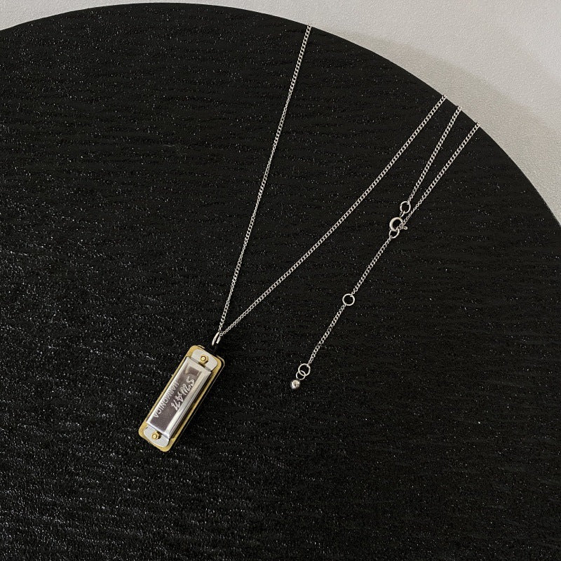 Unisex Harmonica Necklace Niche Design Collarbone Chain Jewelry
