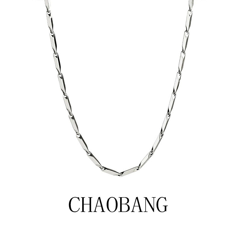 Titanium Steel Diamond Pendant Necklace Unisex Fashion Chain
