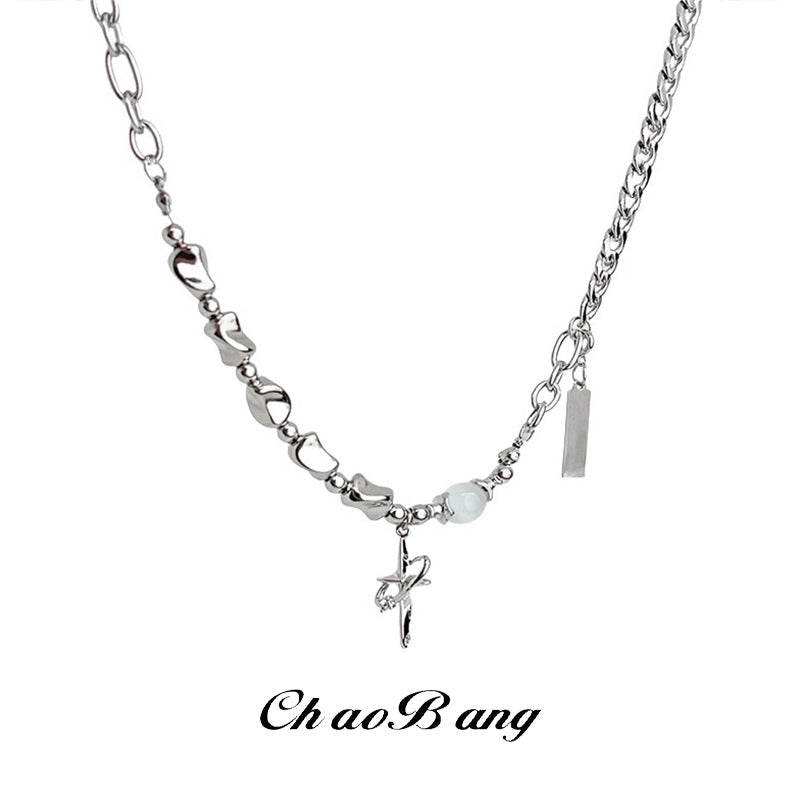 Titanium Steel Starburst Necklace Unisex Personalized Clavicle