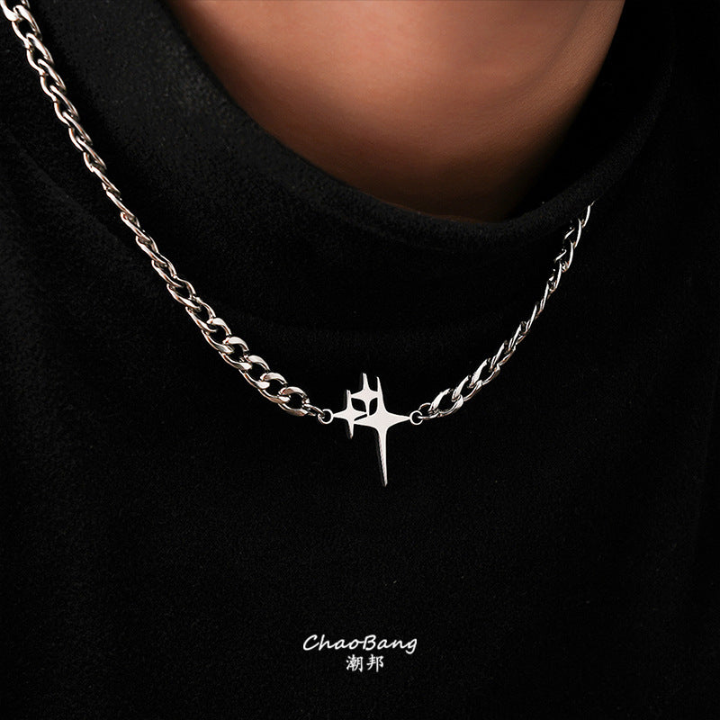 Titanium Steel Star Necklace for Men Minimalist Fashion Chain