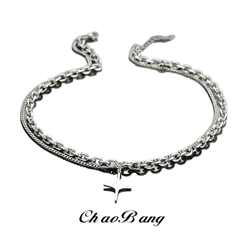 Double Layer Titanium Steel Necklace Unisex Personalized Chain