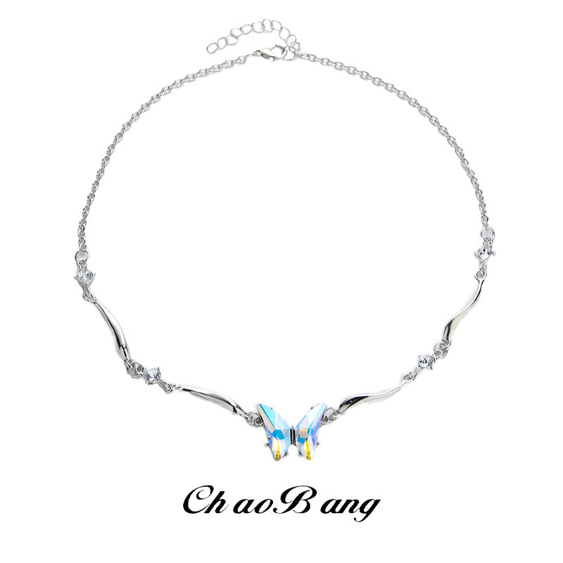 Colorful Butterfly Titanium Steel Necklace Unisex Fashion Jewelry