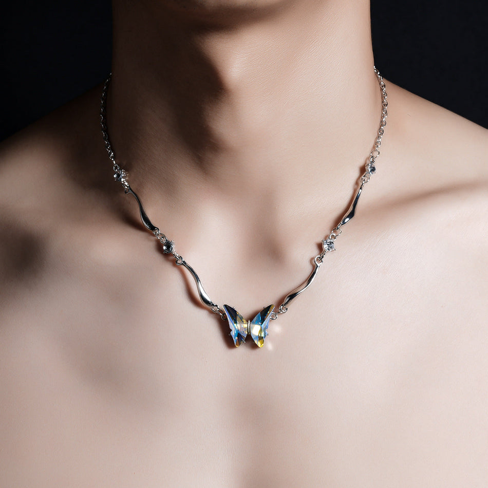 Colorful Butterfly Titanium Steel Necklace Unisex Fashion Jewelry
