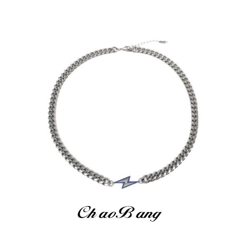 Titanium Steel Lightning Necklace Men's High Street Fashion Chain