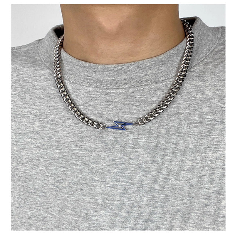 Titanium Steel Lightning Necklace Men's High Street Fashion Chain