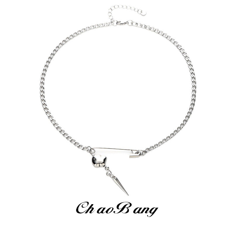 Titanium Steel Paperclip Rivet Necklace Unisex Street Fashion