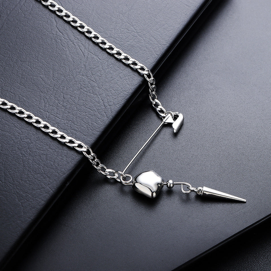Titanium Steel Paperclip Rivet Necklace Unisex Street Fashion