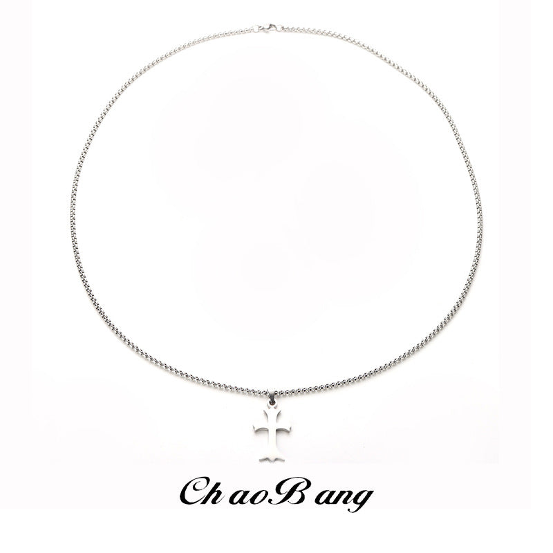 Titanium Steel Cross Necklace Unisex Hip Hop Fashion Jewelry