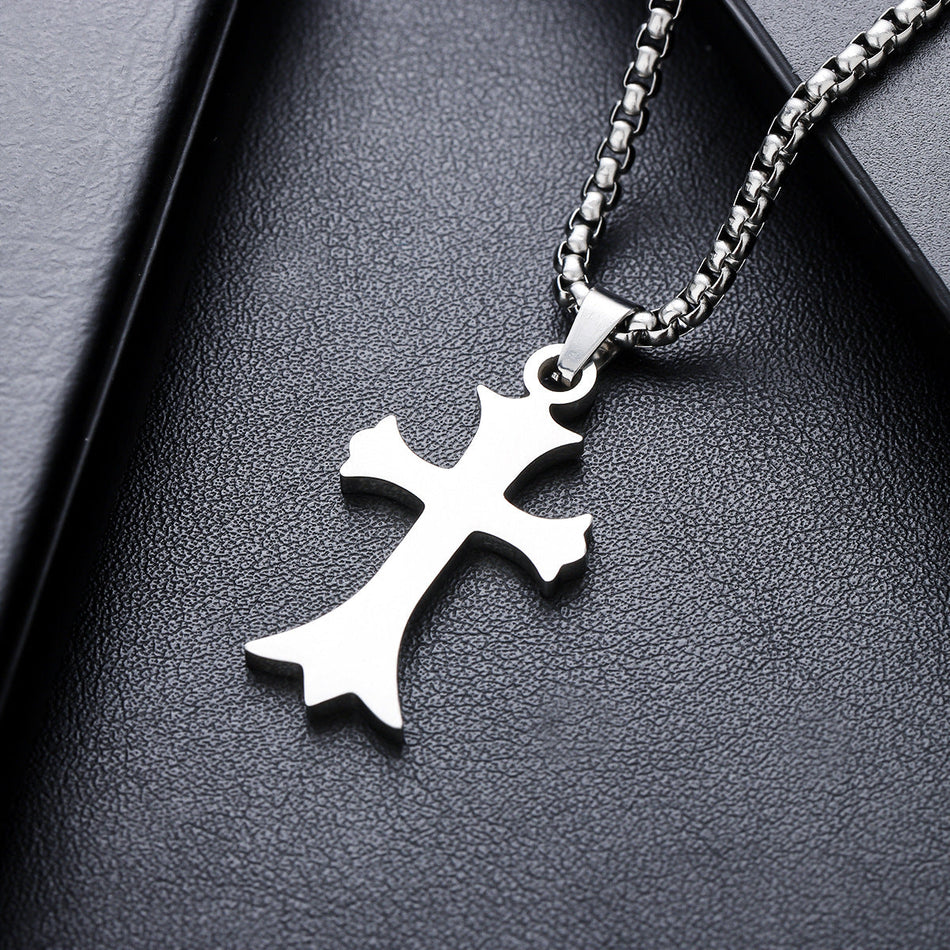 Titanium Steel Cross Necklace Unisex Hip Hop Fashion Jewelry