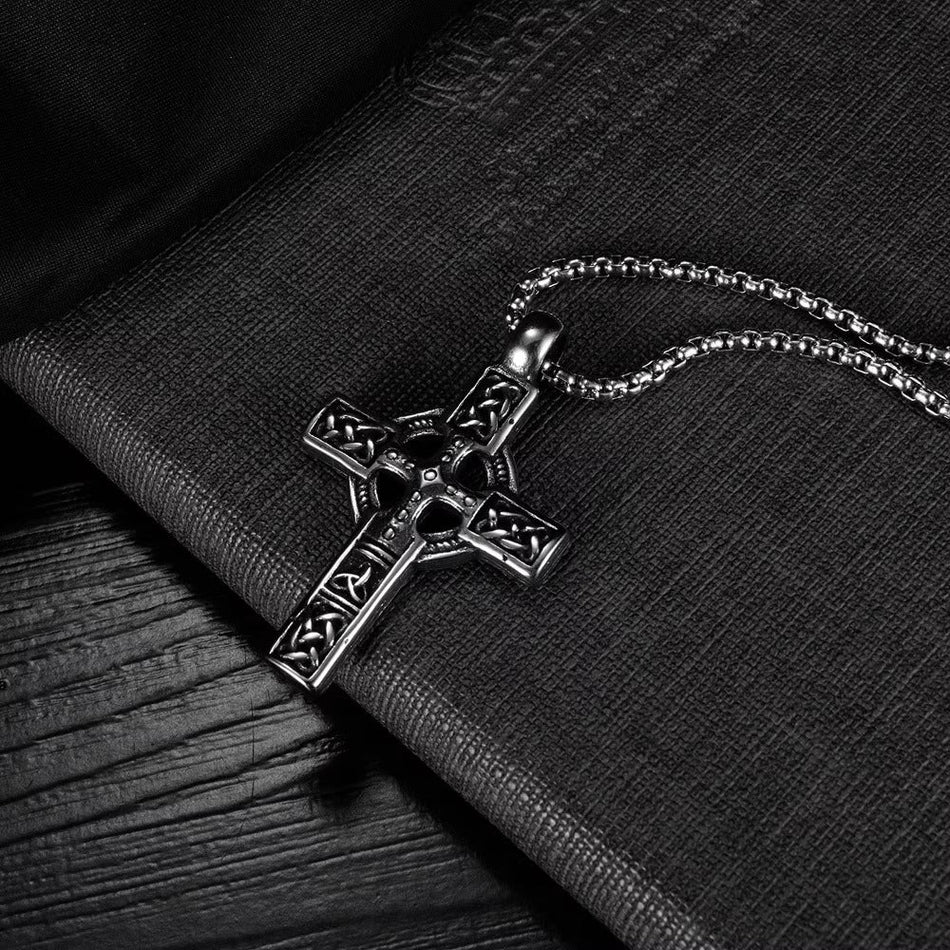 Hollow Cross Titanium Steel Necklace Men's Retro Fashion Jewelry