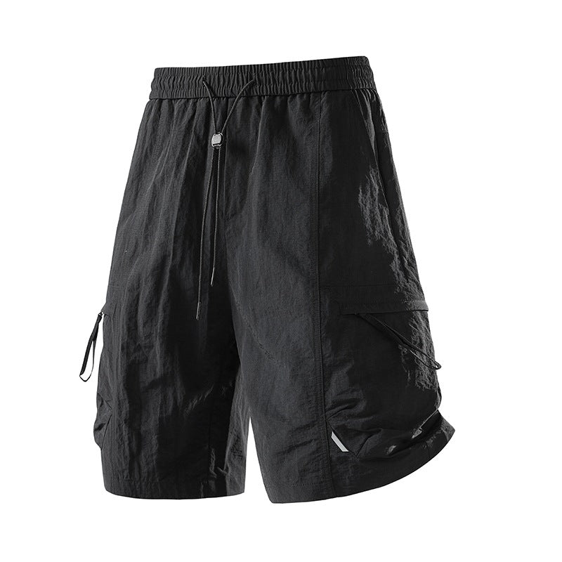 Unisex Drawstring Utility Shorts, Loose Fit Summer Workwear Style
