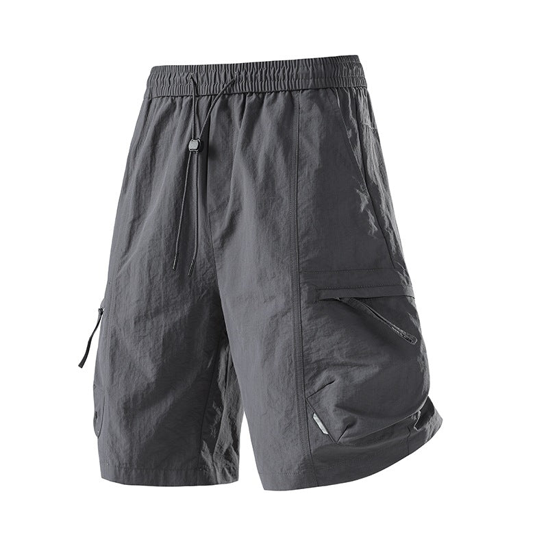 Unisex Drawstring Utility Shorts, Loose Fit Summer Workwear Style