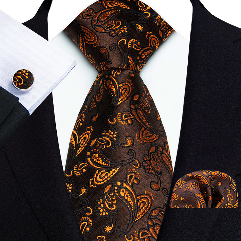Men's Floral Paisley Tie Pocket Square Cufflinks Set - Pack of 5