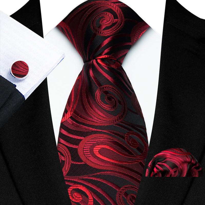 Men's Paisley Floral Tie Pocket Square Cufflinks Set - Pack of 5